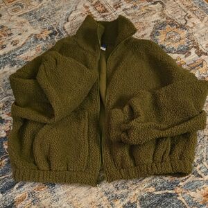 Cozy Cropped Olive Green Jacket